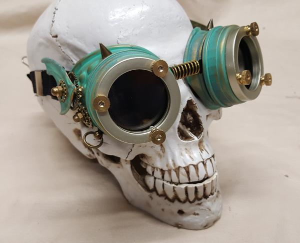 Steampunk Brass Patina Engineer Goggles- Demon Spawn picture