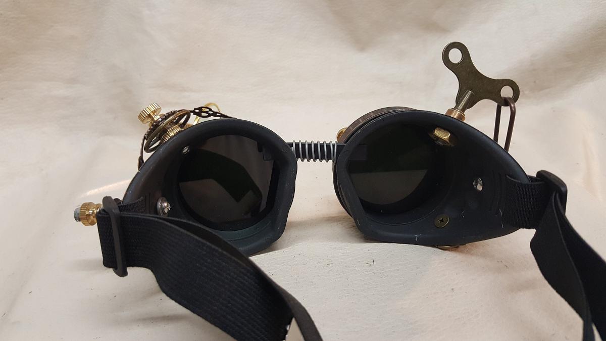 Steampunk Engineer Goggles With Large Magnifying Loupe picture