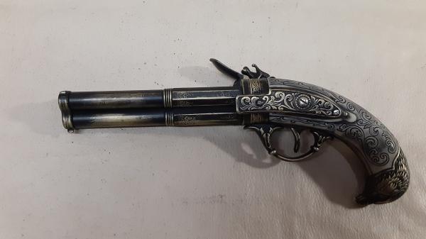 Steampunk Style 18th Century Aged Three Barrel Flintlock picture