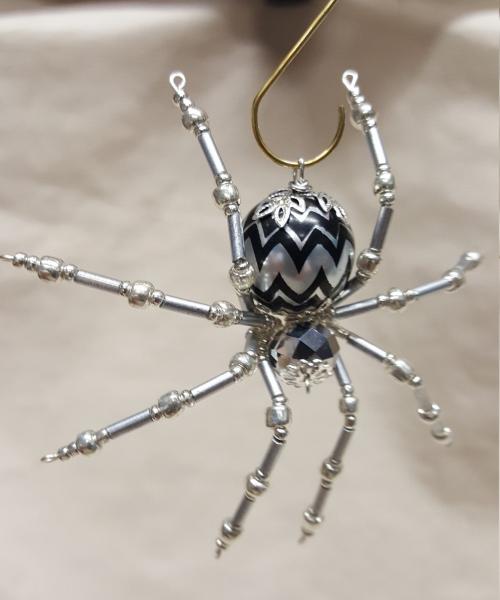 Steampunk/Christmas Crystalline Black/Silver Ice Spider picture