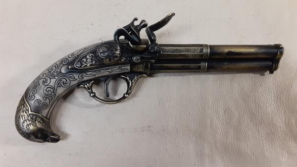 Steampunk Style 18th Century Aged Three Barrel Flintlock picture