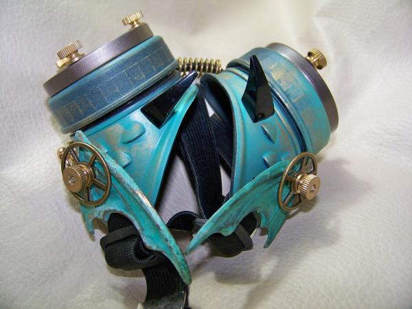 Steampunk Engineer Brass Patina Goggles- Demon Spawn picture