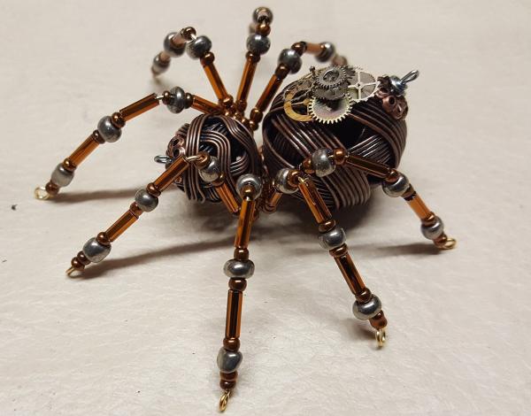 Steampunk Metal Beaded Spider w/Gears picture