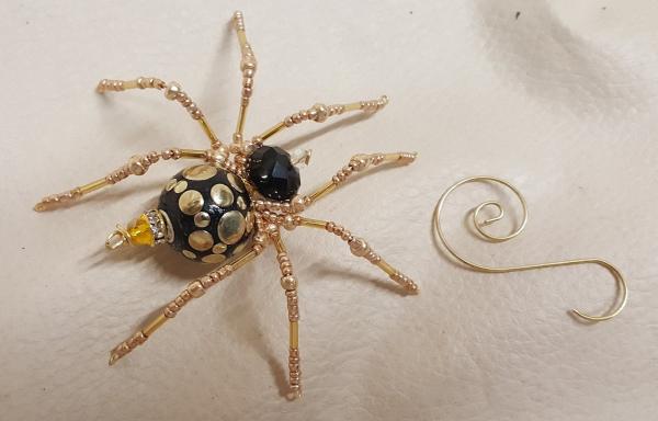 Steampunk Black /Gold Splotched Beaded Spider picture