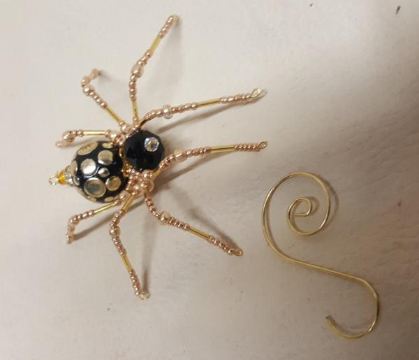 Steampunk Black /Gold Splotched Beaded Spider picture