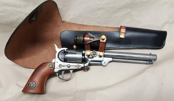 Steampunk 1860 Griswald and Gunnison Revolver Non Firing Replica W/Scope and Holster picture