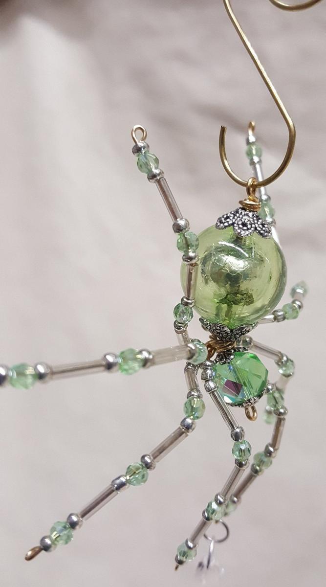 Steampunk/Christmas Crystalline Green Dew Drop Translucent Ice Spider picture