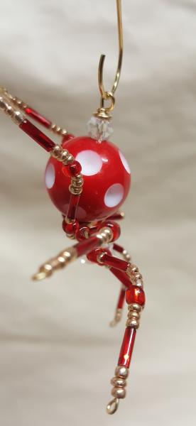 Steampunk Beaded Red/White Dimpled Spider picture