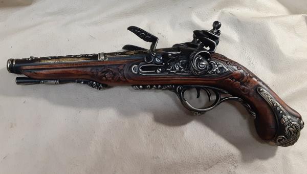 Steampunk Style 19th Century Aged Napoleonic Double Barrel Flintlock picture