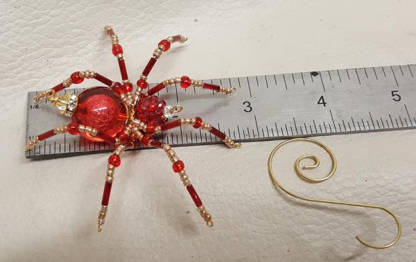 Small Steampunk Beaded Blood Red Spider picture