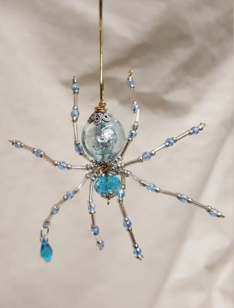 Steampunk/Christmas Dew Drop Crystalline Blue Ice Spider picture