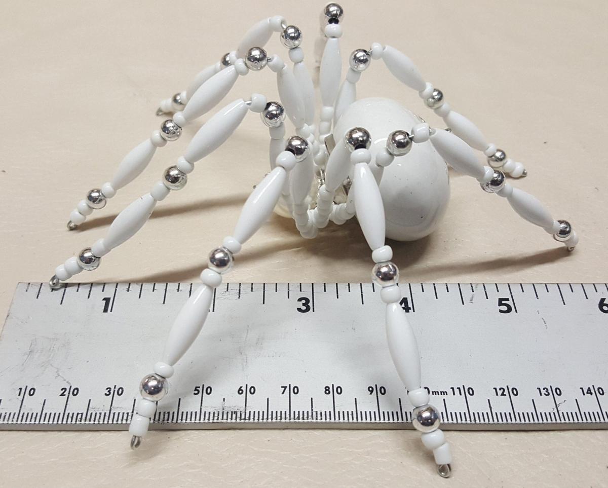 Extra Large Steampunk White Widow Ceramic Drawer Pull Snow Spider picture