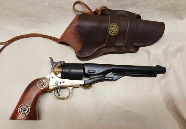 Steampunk 1860 Colt Army Non-Firing Revolver w/Holster picture