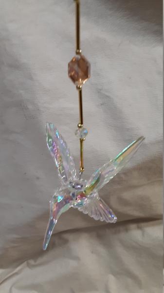 Gold Themed Crystal Hummingbird Sun Catcher in 3 Different Colors picture