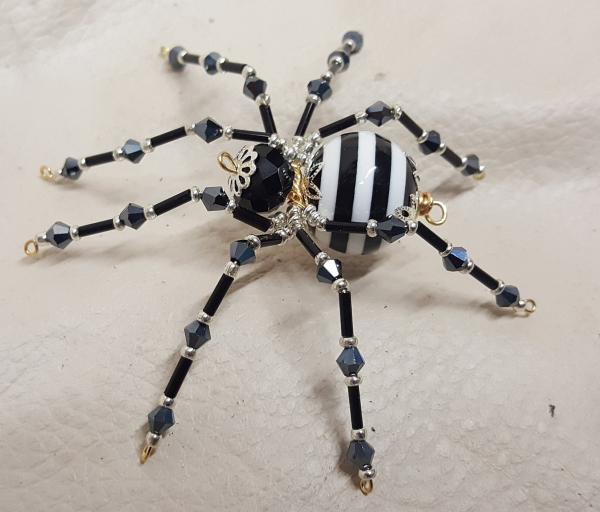 Steampunk Crystalline Black/White Striped Spider picture