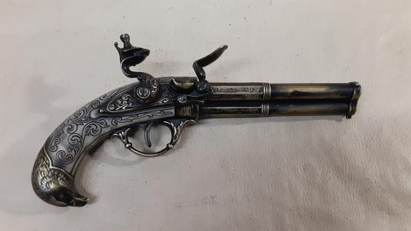 Steampunk Style 18th Century Aged Three Barrel Flintlock picture