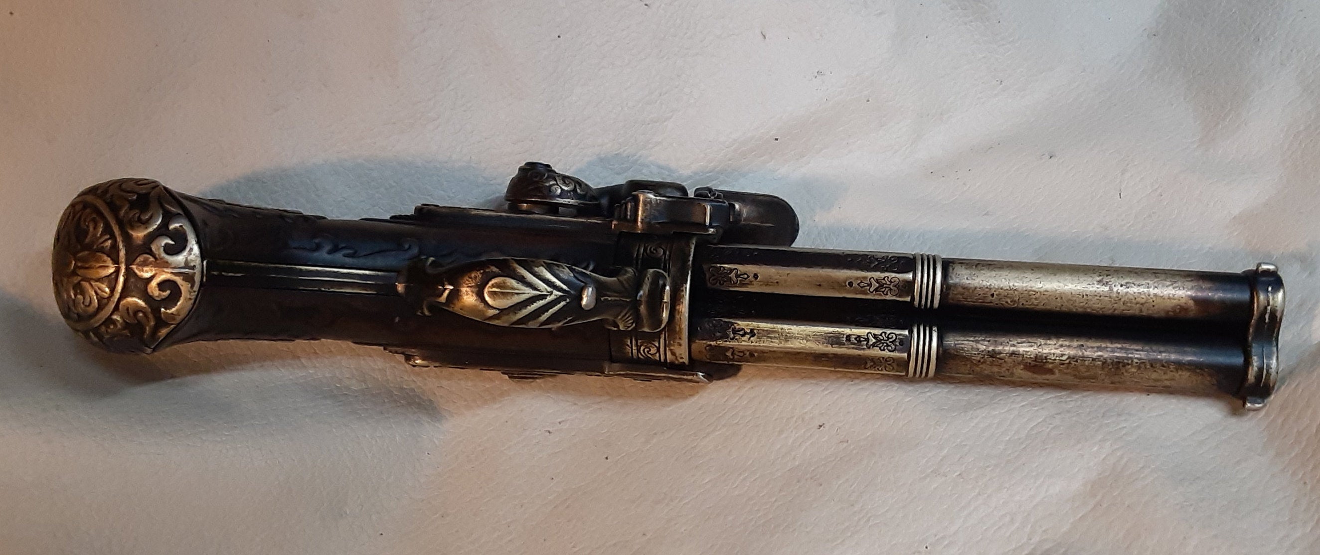 Steampunk Style 18th Century Aged French 3 Barrel Flintlock picture