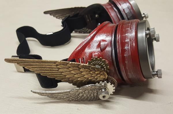 Steampunk Double Winged Red Valkyrie Goggles picture