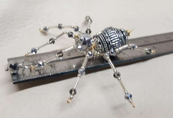 Christmas Silver Beaded Dew Drop Ornament Spider picture