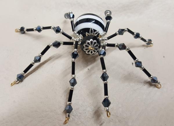 Steampunk Crystalline Black/White Striped Spider picture