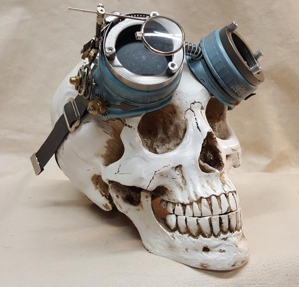 Blue Steampunk Engineer Goggles With Magnifying Loupes