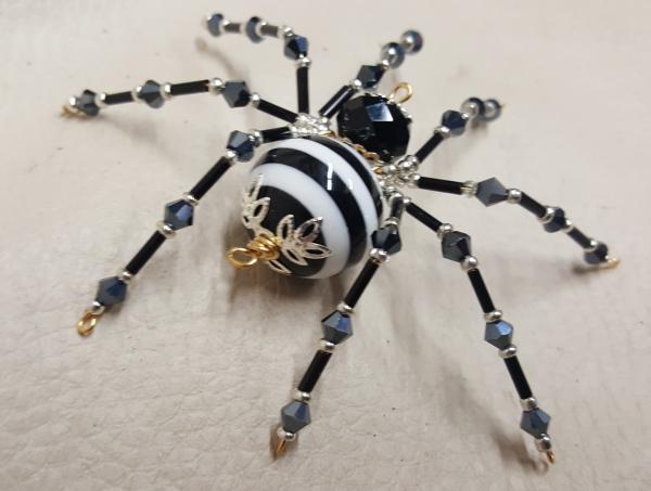 Steampunk Crystalline Black/White Striped Spider picture