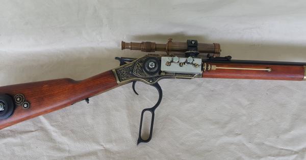 Steampunk 1873 Lever Action Winchester Rifle Non Firing Replica W/Scope picture