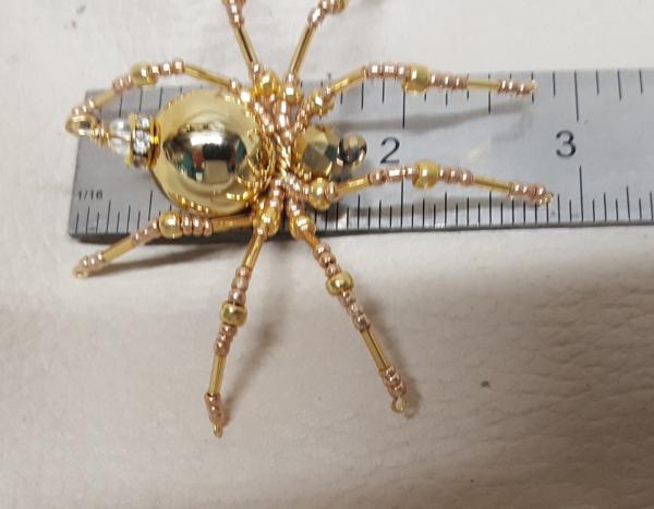 Metallic Steampunk Crystalline Beaded Golden Spider picture