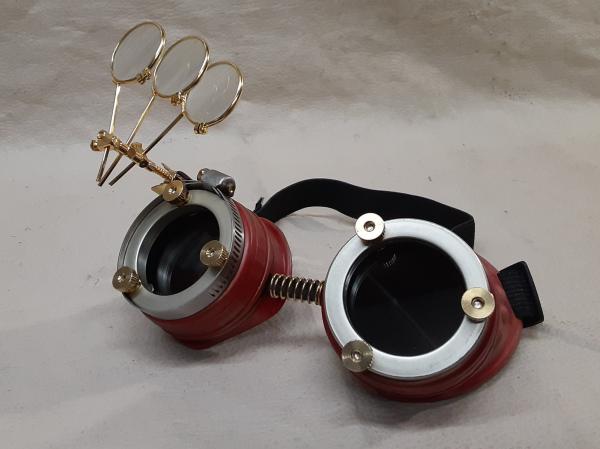Steampunk Distressed Engineer Goggles With Magnifying Loupes picture