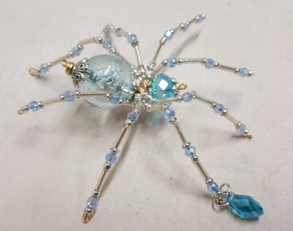 Steampunk/Christmas Dew Drop Crystalline Blue Ice Spider picture