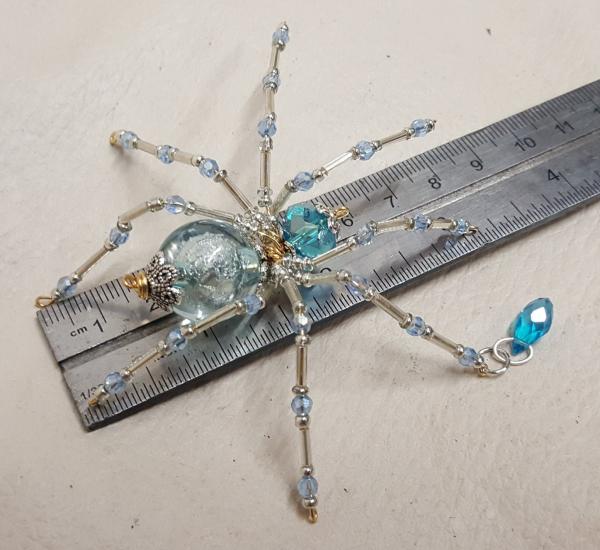 Steampunk/Christmas Dew Drop Crystalline Blue Ice Spider picture