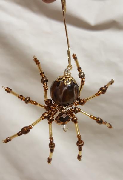 Steampunk Beaded Brown and Gold Spider
