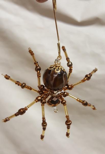 Steampunk Beaded Brown and Gold Spider picture