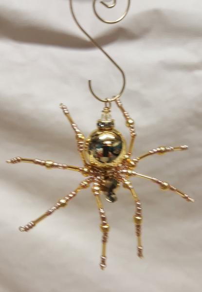 Metallic Steampunk Crystalline Beaded Golden Spider picture