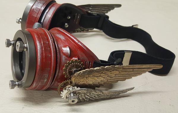 Steampunk Double Winged Red Valkyrie Goggles picture