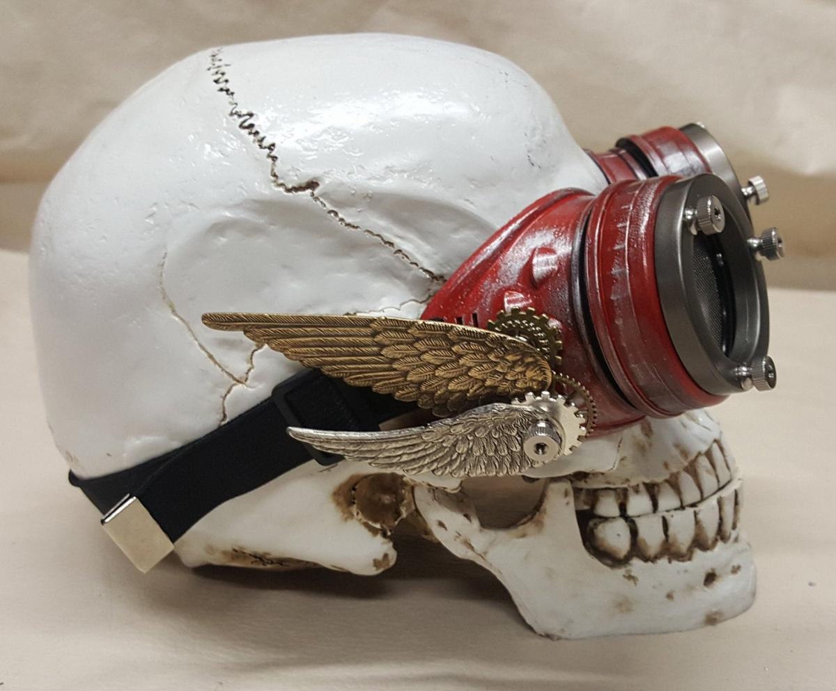 Steampunk Double Winged Red Valkyrie Goggles picture