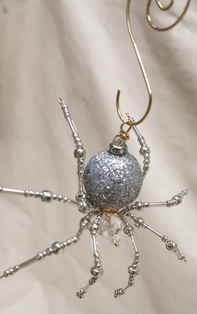 Steampunk Beaded Silver Christmas Spider picture