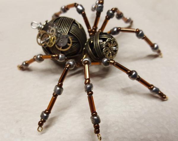 Steampunk Metal Beaded Spider w/Gears picture