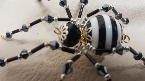 Steampunk Crystalline Black/White Striped Spider picture