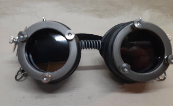 Steampunk Engineer Black Bat Wing Goggles picture