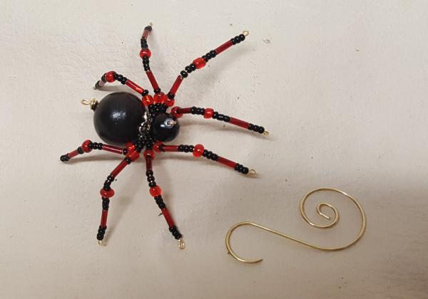 Steampunk Beaded Red Widow Spider picture