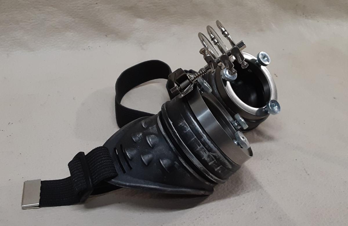 Steampunk Distressed Engineer Goggles With Magnifying Loupes picture