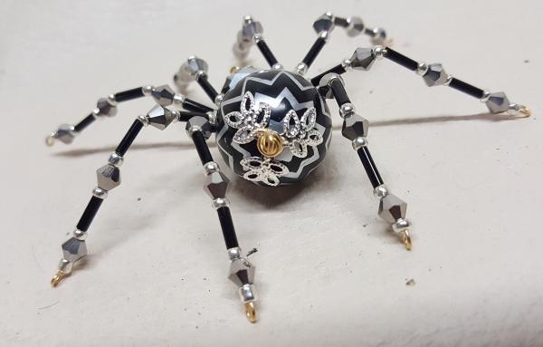 Steampunk/Christmas Crystalline Black/Silver Ice Spider picture