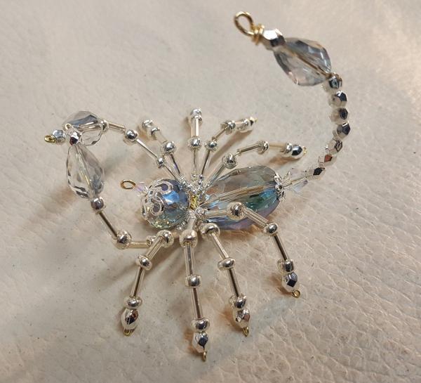 Steampunk Beaded Crystalline Opalescent Blue Tinted Scorpion picture