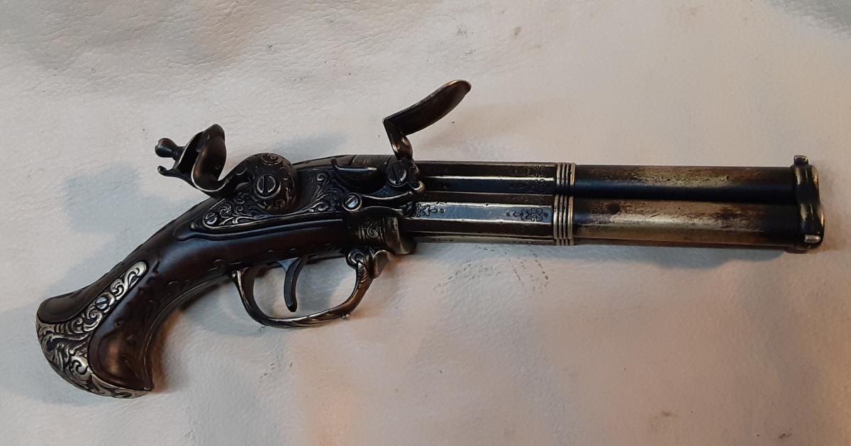 Steampunk Style 18th Century Aged French 3 Barrel Flintlock picture