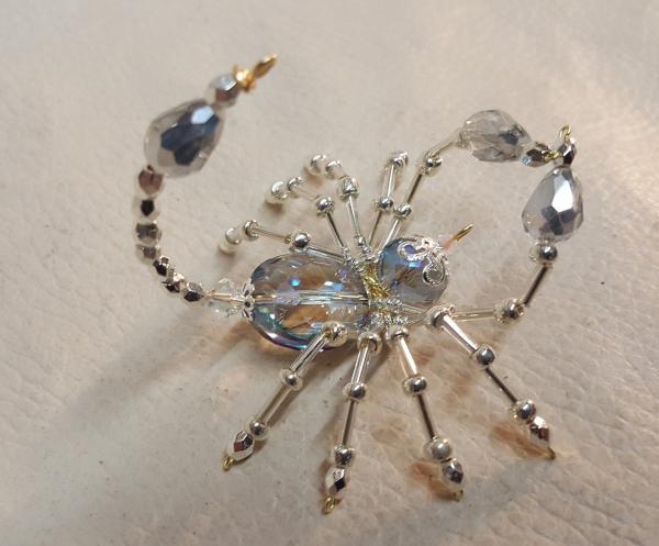 Steampunk Beaded Crystalline Opalescent Blue Tinted Scorpion picture