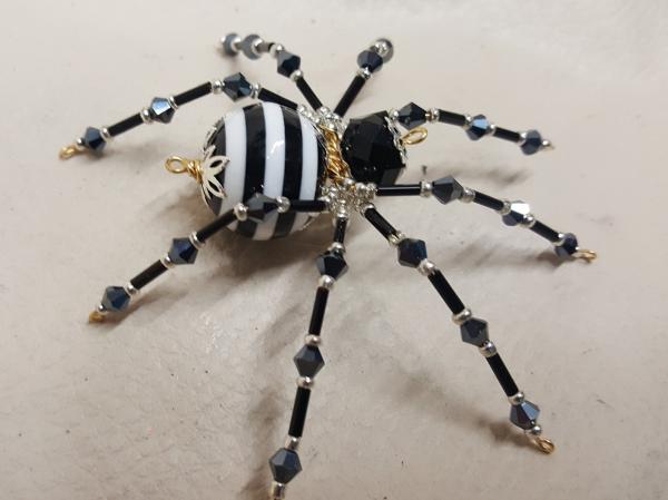 Steampunk Crystalline Black/White Striped Spider picture