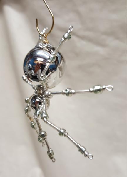 Metallic Christmas Beaded Silver Spider picture