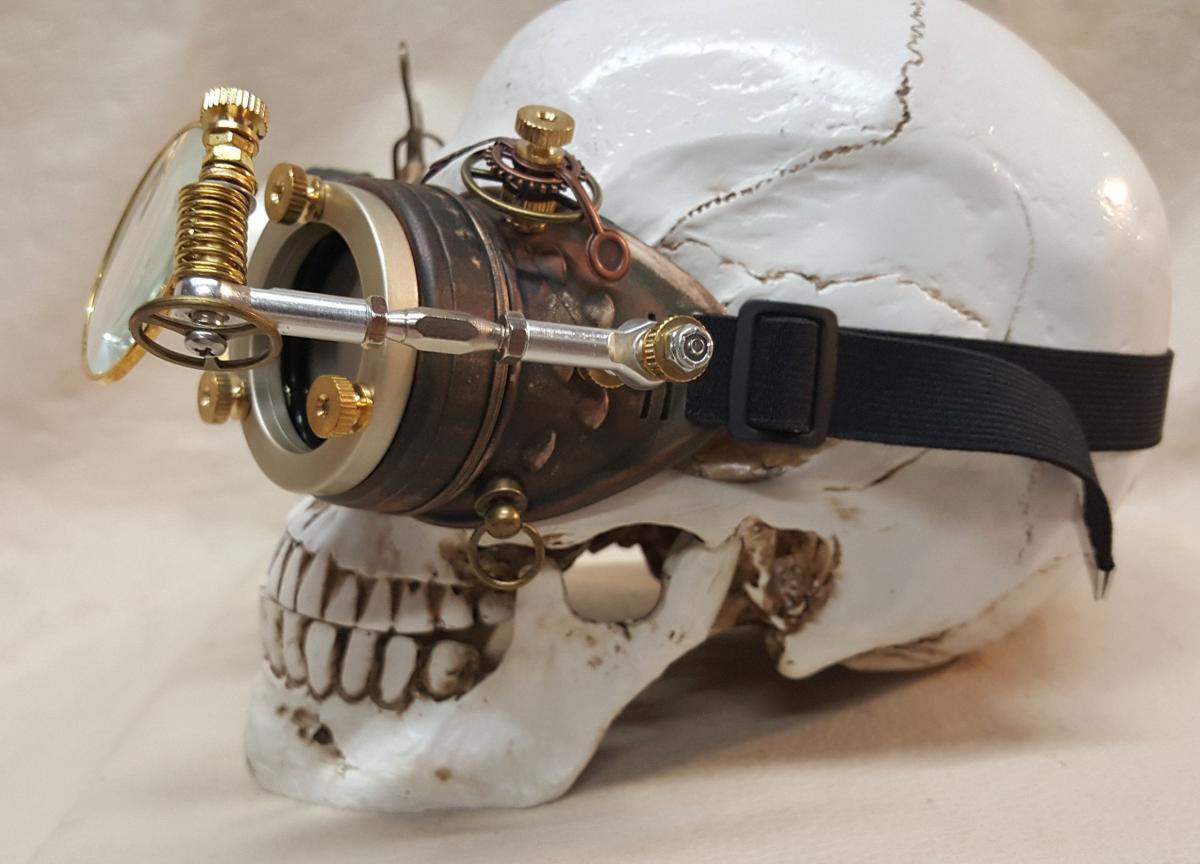Steampunk Engineer Goggles With Large Magnifying Loupe picture