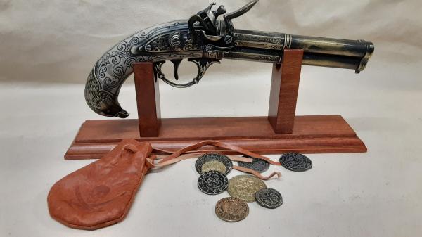 Steampunk Style 18th Century Aged Three Barrel Flintlock picture